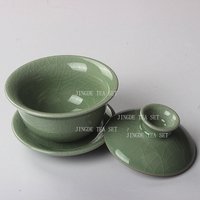 160ml Ice Cracked Glazed Ceramic Lid Bowl Chinese Green Tea Bowl Household Large Capacity Tea Cup Drinking Utensils