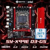 SOYO X99 DDR3 Motherboard E5 2673 V3 CPU DDR3 8G*1 Set with xeon Intel LGA2011-3 RAM Memoria PC gamer PCI16x3.0 NVMe M.2 SATA2.0