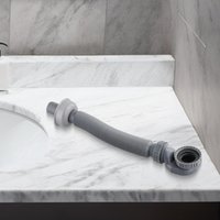 1PC Low Profile Trap Flexible Bathtub Shower Drain Pipe Gray ABS Flat Tube Telescopic Drainage Pipe Basin Drain Pipe Sink Hose