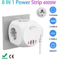 4000W EU Plug Power Strip Cube with 4 Outlets 4 USB Ports European Multiple socket adapter Wall charge ON/OFF Switch for home