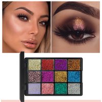12-Color Eyeshadow Palette – Pearlescent, Matte, Fine Shimmer, Glitter, Earth Tones, Long Lasting Eye Shadows, High-Performance