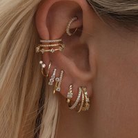 Classic Earrings For Women Stainless Steel Zirconia Gold-plated Ear Cuff Stud Hoop Earrings Cartilage Piercing Jewelry aretes