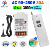 RF Wireless Pump Remote Control Switch 110V 220V 30A 433Mhz Relay Module with External Antenna,3000m Transmitter,for Light/Motor