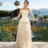 Ranmo 2025 Exquisite Full Sleeve Wedding Dresses Woman A-Line Bridal Gowns Lace Pearl Floor-Length Customized Vestidos De Novia
