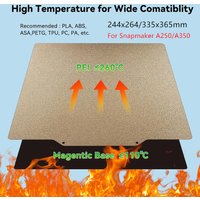 Snapmaker A250/A350 Build Plate PEI Spring Steel Sheet 244x264/335x365mm Double Sided Textured PEI Magnetic Flexible Heated Bed image 4