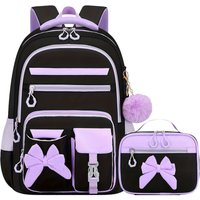 Girls School Backpack Multi-Pocket Bow School Bag Set Elementary School Bag Spine Spine Backpack For Outdoor Travel