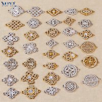 MJYA Multiple Style Filigree Flower Connectors Charms Components For DIY Fashion Jewelry Making Bracelets Supplies Accessories