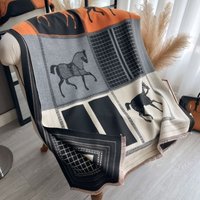 POBING New Hot Winter Scarf Women Soft Cashmere Warm Pashmina Plaid Horse Print Scarves Wraps Thick Shawl Bufandas Tassel Stoles