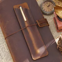 Genuine Leather Pen Case For Travel Notebook Vintage Pencil Holder Pen Pouch Organizer Bags Stationery Office School Supplies