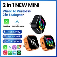 2025 New Wired to Wireless CarPlay Universal 2 in1 Mini Adapter Android Auto Smart Box Plug and Play Auto Connection OTA Update