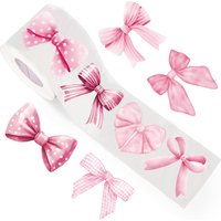 50-500pcs Pink Bow Seal Stickers, Cute Gift Box Blessing Stickers, Packaging Decoration Adhesive Sticker Materials