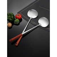 Stainless Steel Spatula for Cooking, Round Household Cooking Spoon, Guizhou Spatula, Restaurant-Specific Long-Handled Cooking Spoon and Spatula, 1 Piece