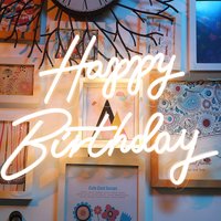 Happy Birthday Neon Sign LED USB Powered Warm Led Light Up Letters Neon Sign for Bedroom Party Room Home Decor Wall Decoration