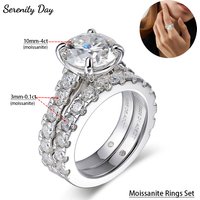 Serenity 6.8cttw D Color Moissanite Rings Set for Women Man Wedding Bridal Gift 100% S925 Sterling Silver Row Rings Fine Jewelry