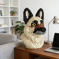 2026 Art Hound Dog Head Cartoon Building Blocks Brick Educational 3D Model Toy DIY Office Home Decoration Perfect Birthday Gifts