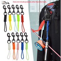 1 PCS Diving 316 Stainless Steel Bolt Snap Hook With Rope Hand Woven Luminous Fixed Rope Anti-lost Safety Rope BCD Accessory