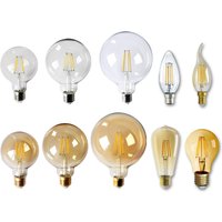 2PCS Energy-saving LED Filament Bulb 220V E14 E27 B22 Warm White Glass 4W 6W 360 Degree Edison Retro Candle Light Bulbs