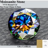 Moissanite Stone Round Cut Rainbow Purple Multiple Colors Available Gemstone for DIY Jewelry Making with Certificate