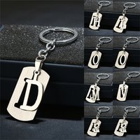 Simple Stainless Steel 26 Letters Key Chain Charm Couple Double-Deck Metal Initial Alphabet Keyring For Car Handbag Pendant Gift