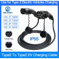 EV Charging Cable 16A 3.6KW/11KW Electric Vehicle Cord 3.5M/4M Type 2 IEC 62196 AC Public Charging Station Male To Female Plug
