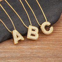 Nidin Classic New Trendy Initials English Alphabet 26 A-Z Letter Pendant Gold Plating Family Name Capital Necklace for Women