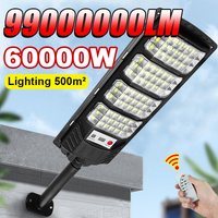 Lampe solaire LED extérieure 99000000LM 60000W avec détecteur de mouvement, lampe murale super lumineuse, étanche, pour jardin, rue, terrasse