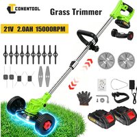 CONENTOOL Cordless Grass Trimmer Adjustable Length Lawn Mower Wheels Handheld Brush Cutter Weed Eater for Makita 18V Battery Pin