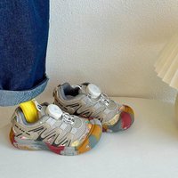 Kids Sports Shoes Rotating Button Children Running Shoes Soft Bottom 2026 Brand New Boys Girls Casual Sneakers Handsome Non-slip