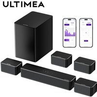 ULTIMEA 7.1 Surround Soundbar, 3D Virtueel Surround Sound Systeem met Subwoofer, 2 Achterluidsprekers, Home Theater TV-luidsprekers, Zwart