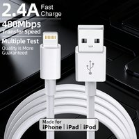 USB A to Lightning TPE Cable MFi Certified Fast Charging 480Mbps High Speed Transfer Compatible for Iphone 14 13 12 11 Pro