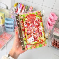 Sanrio HelloKitty New Acrylic Money Clip Loose-leaf Book Ins Style Card Book A6 Student Fashion Trend Kawaii Anime Cartoon