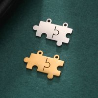 5pcs Stainless Steel Jigsaw Puzzle Pendants Accessories DIY Jewelry Charms For Necklace Bracelets Handmade Supplies Wholesale