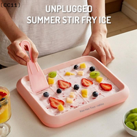 Rolled Ice Cream Maker Small Child's Homemade Yogurt Maker Multifunctional Cold Sweet Fried Ice Pan Stainless Steel〔CC11〕