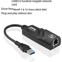External USB 2.0 Network Card Mini USB to RJ45 Ethernet Lan Adapter cable 100Mbps for Win 7 8 10 XP Mac PC Laptop Free Driver