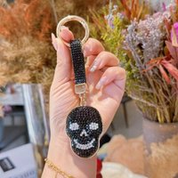 Diamond-embellished fashionable and creative personalized Halloween skull exquisite gift car keychain bag charm trendy accessory