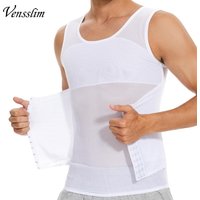 Vensslim Men Body Shaper Slimming Vest Tummy Control Underwear 2 IN 1 Compression Belly Shirt Waist Trainer Tank Top with Hooks