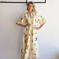 Casual Belted Fashionable Vacation Dress VACAY Personalized Open Cardigan Style Short Sleeve Loose Fit European Style