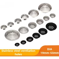 6pcs Round cabinet Air duct Vent Dia.19-53mm Stainless steel Louver Mesh Hole plug decoration cover Wardrobe grille ventilation