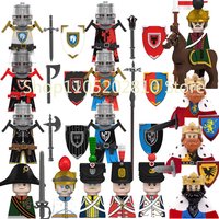 Medieval UK French Knight Building Blocks Napoleon Soldier Warrior Weapons Shield Horse Saddle Sword Maces Gun Toys Gift Bricks