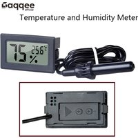 FY-12 Embedded Electronic Mini Home Digital Temperature and Humidity Meter Black Ribbon Cable 1 Meter 2 x LR44 Button Battery