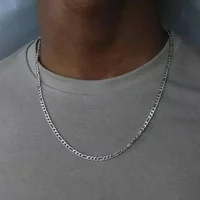 4mm 40-75cm 925 Silver Figaro Chain Necklace For Women Men Long Necklace Hip Hop Jewelry Gift