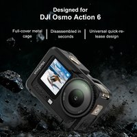 Aluminum Alloy Camera Cage For DJI Osmo Action 6 Expansion Protective Frame Case with Cold Shoe Mount 1/4"-20 Locating Holes