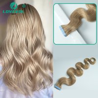 18# Dirty Blonde Tape in Hair Extensions Wavy Real Remy Human Hair Tapes In Natural Brazillian Body Wave Tapein 20/40 pcs