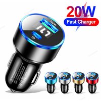 3.1A High Quality USB PD Car Charger 2 Port LED Display Voltmeter 12-24V Cigarette Lighter Socket Car Charger Adapter
