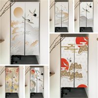 Rideaux de porte de style japonais, motif grue et vagues florales, décoration d'intérieur, adaptés aux cuisines, salles à manger, demi-rideau suspendu