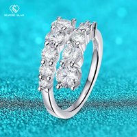 SG 10 Gems Full Moissanite Rings For Women Sparkling Flawless Lab Created Diamond Wedding Band S925 Sterling Silver Jewelry DVVS