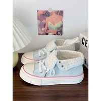 Two-Way Wear Flat Canvas Shoes Women's Cute Ugly Summer New Style Chic Casual Breathable Sports White Shoes High Top round Toe