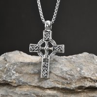 Nordic Celtic Knot Cross Necklace for Men,Retro Viking Metal Pendant Necklace,Punk Jewelry Gifts for Him Boys