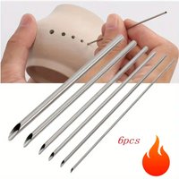 6Pcs Stainless Steel Circular Pottery&Ceramic Punch Set Set Handmade DIY Clay Sculpture Tools