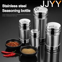JJYY Salz- und Zuckerflasche, drehbare Abdeckung, Mehrzweck-Küchenhelfer aus Edelstahl, Gewürzpfefferstreuer, Gewürzglas, Gewürzdose